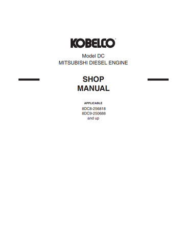 KOBELCO MITSUBISHI MODEL DC 8DC8 8DC9 DIESEL ENGINE