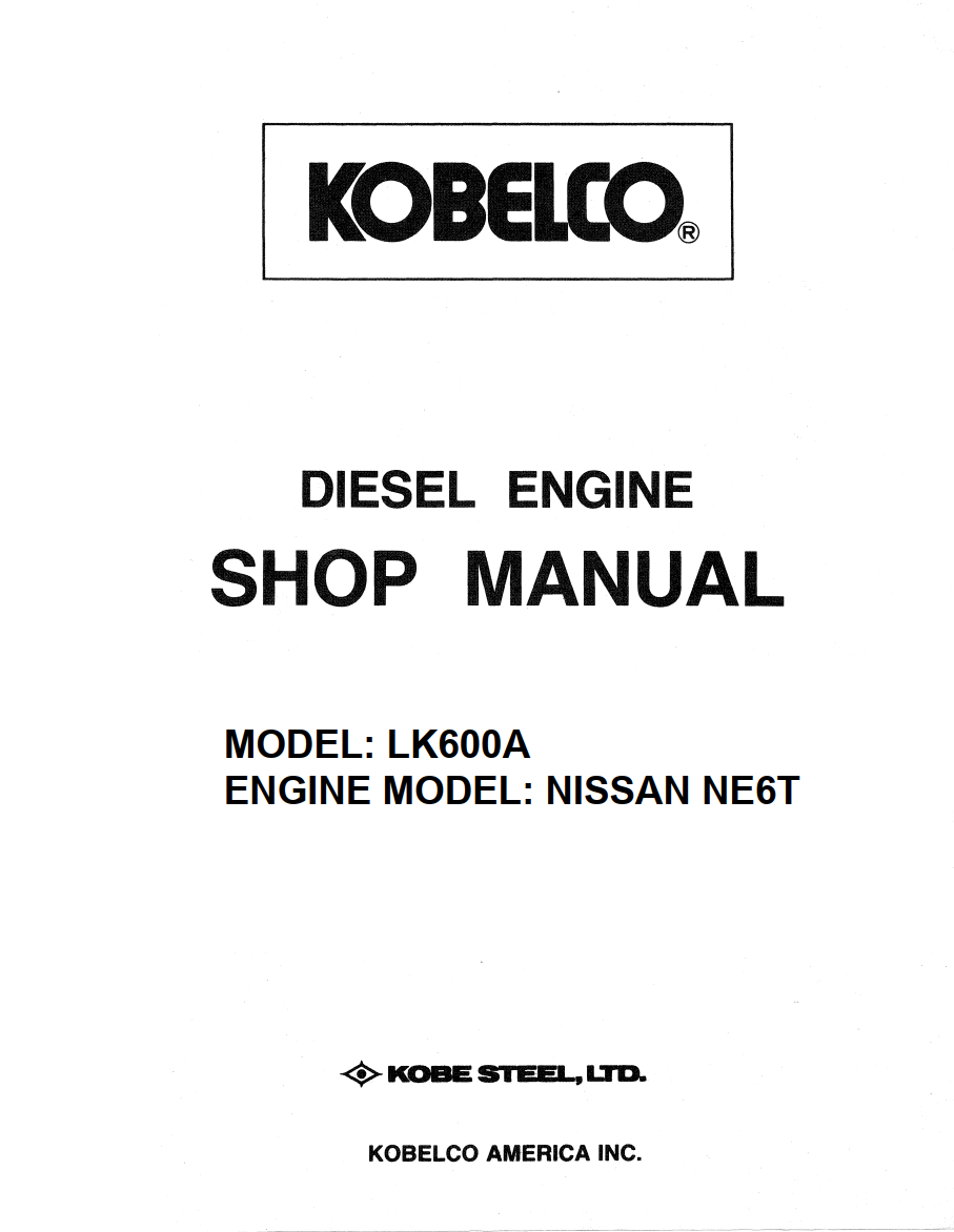 KOBELCO NISSAN NE6T LK600A DIESEL ENGINE