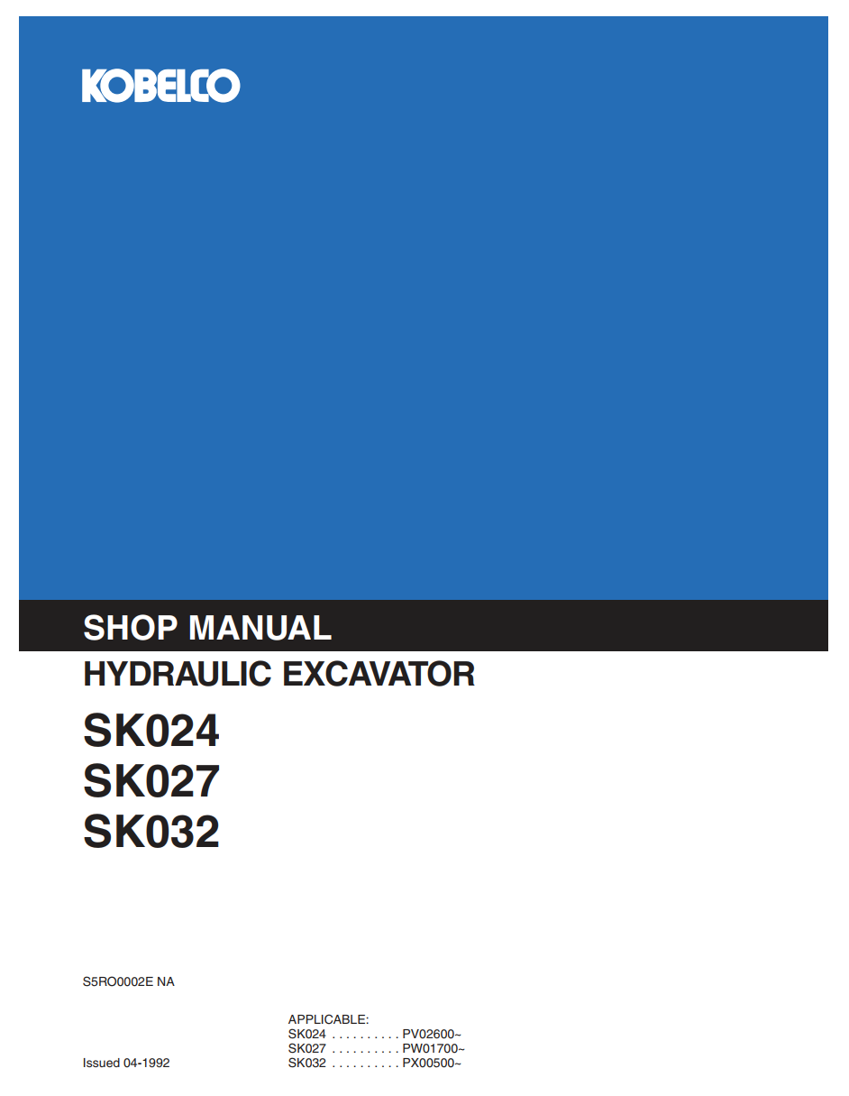 KOBELCO SK024 SK027 SK032 CRAWLER EXCAVATOR