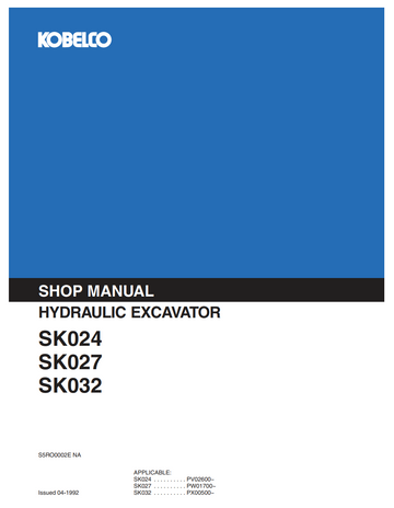 KOBELCO SK024 SK027 SK032 CRAWLER EXCAVATOR