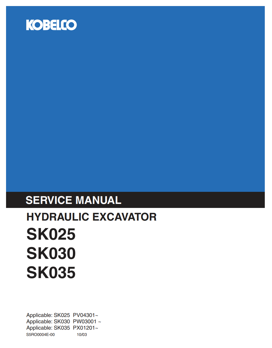 KOBELCO SK025 SK030 SK035 CRAWLER EXCAVATOR