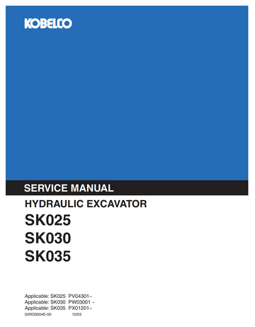 KOBELCO SK025 SK030 SK035 CRAWLER EXCAVATOR