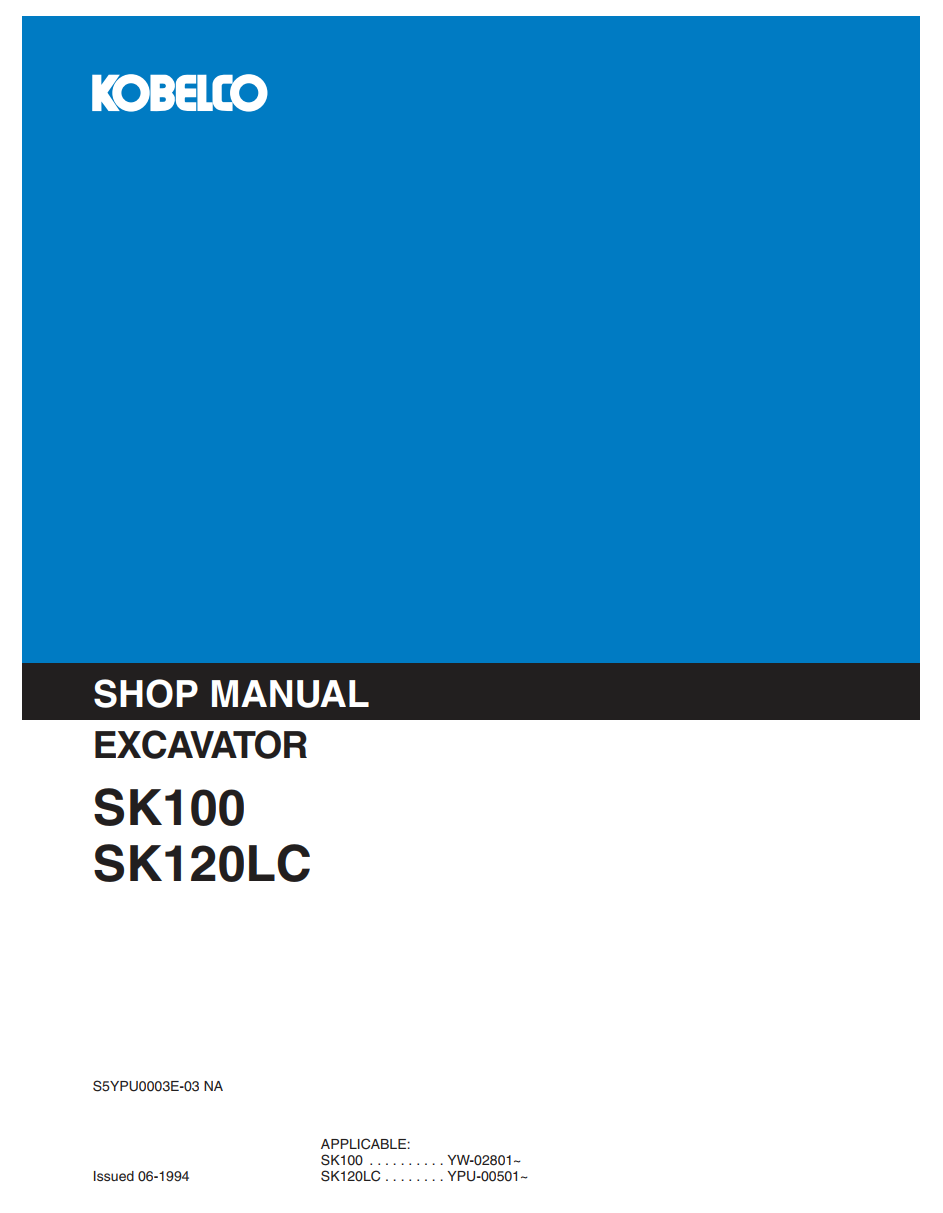 KOBELCO SK100 SK120 SK120LC TRACKED EXCAVATOR