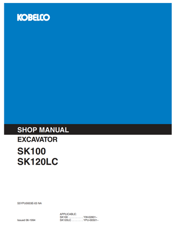 KOBELCO SK100 SK120 SK120LC TRACKED EXCAVATOR
