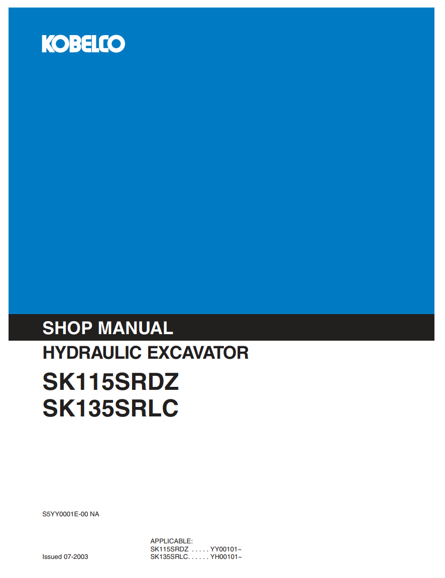 KOBELCO SK115SRDZ, SK135SRLC CRAWLER EXCAVATOR