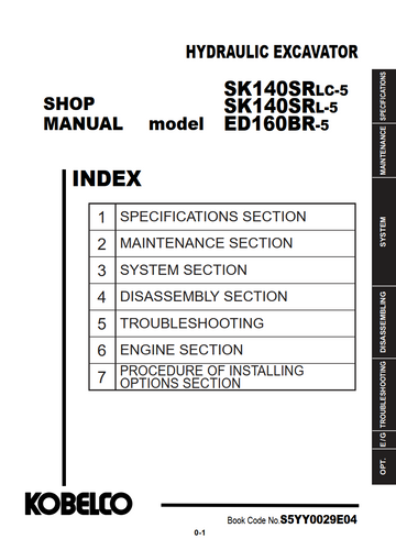 KOBELCO SK140SRLC-5, SK140SRL-5, ED160BR-5 CRAWLER EXCAVATOR