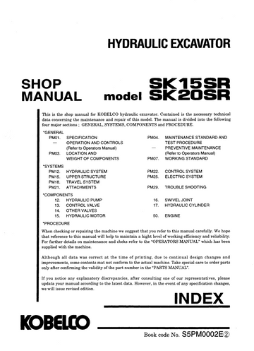 KOBELCO SK15SR, SK20SR TRACKER EXCAVATOR