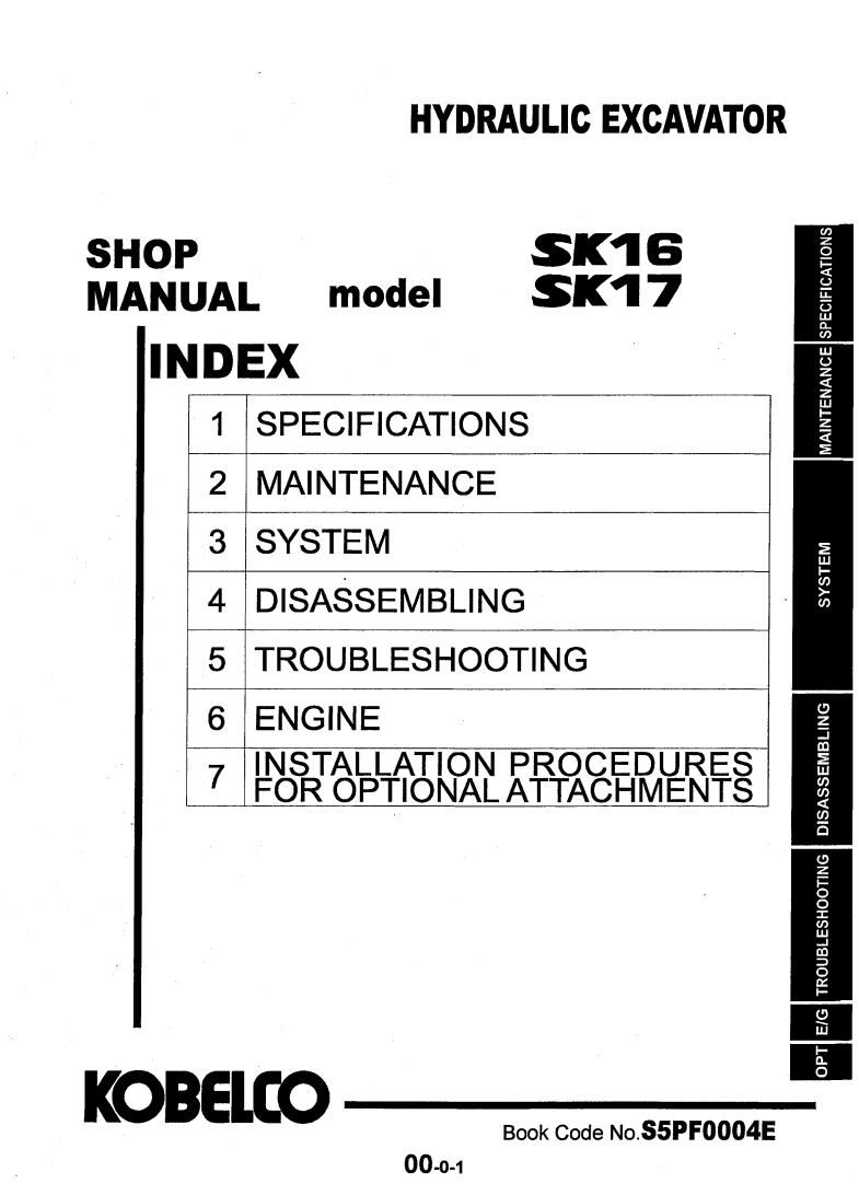 KOBELCO SK16, SK17 CRAWLER EXCAVATOR
