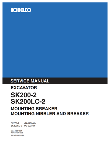 KOBELCO SK200-2, SK200LC-2 MOUNTING BREAKER, NIBBLER, BREAKER HYDRAULIC EXCAVATOR