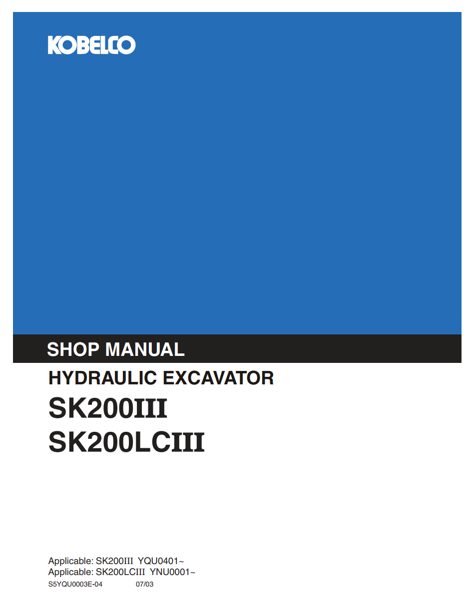 KOBELCO SK200III, SK200LCIII CRAWLER EXCAVATOR
