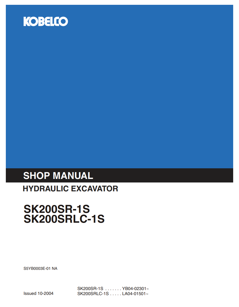 KOBELCO SK200SR-1S, SK200SRLC-1S TRACKED EXCAVATOR