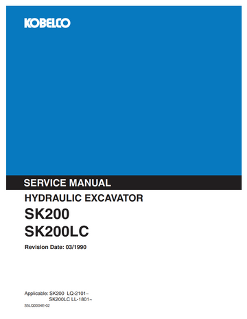 KOBELCO SK200, SK200LC CRAWLER EXCAVATOR
