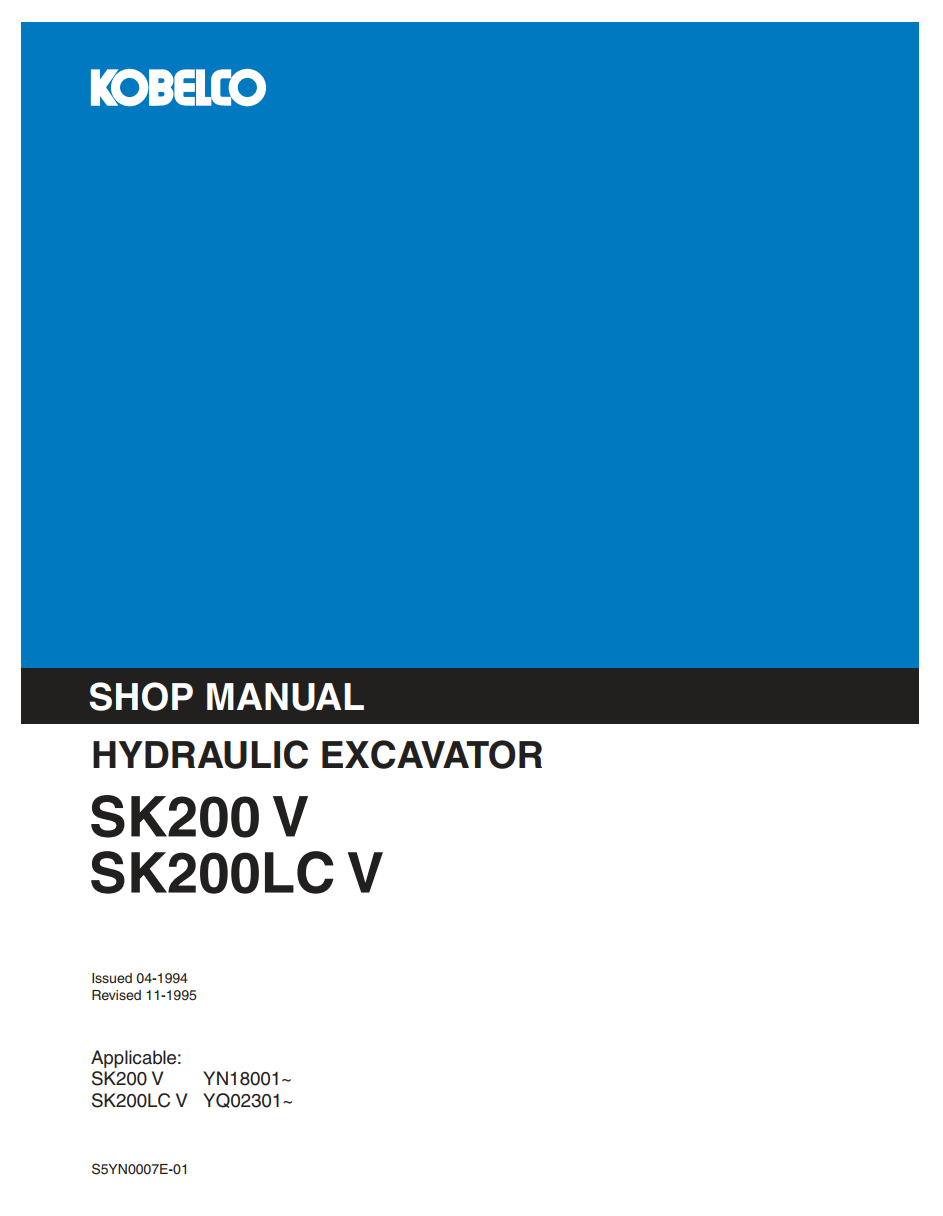KOBELCO SK200 V, SK200LC V TRACKED EXCAVATOR