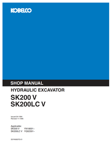 KOBELCO SK200 V, SK200LC V TRACKED EXCAVATOR