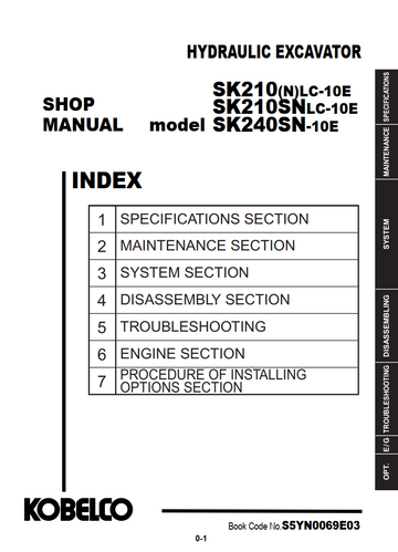 KOBELCO SK210(N)LC-10E, SK210SNLC-10E, SK240SN-10E TRACKED EXCAVATOR