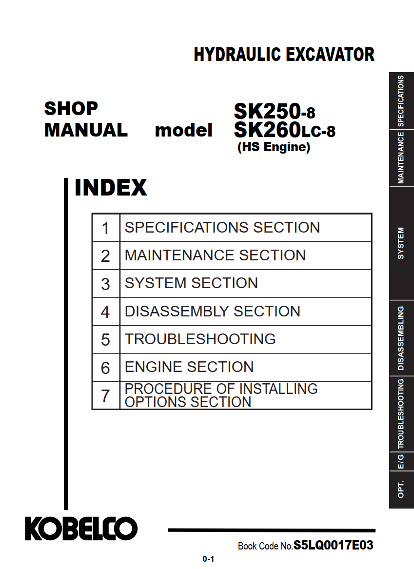 KOBELCO SK250-8, SK260LC-8 HS ENGINE CRAWLER EXCAVATOR