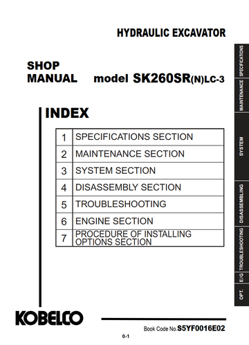 KOBELCO SK260SR(N)LC-3 TRACKED EXCAVATOR