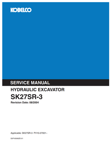 KOBELCO SK27SR-3 CRAWLER EXCAVATOR