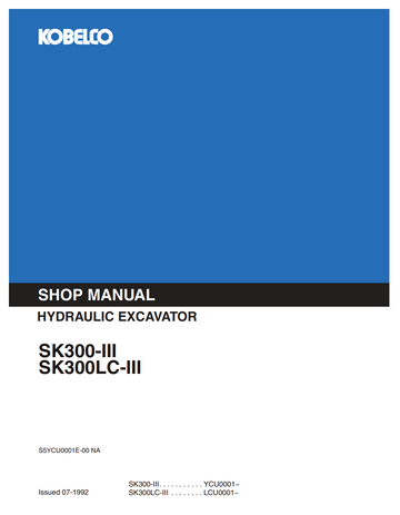 KOBELCO SK300-III, SK300LC-III CRAWLER EXCAVATOR