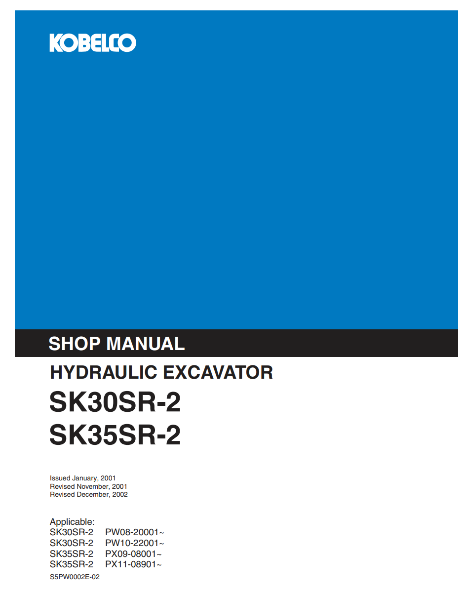 KOBELCO SK30SR-2 SK35SR-2 CRAWLER EXCAVATOR