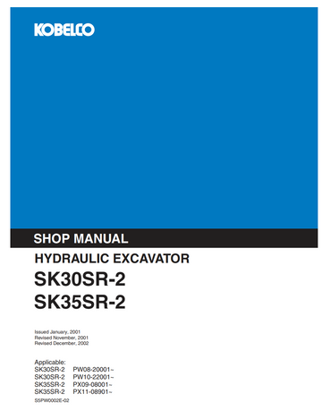 KOBELCO SK30SR-2 SK35SR-2 CRAWLER EXCAVATOR