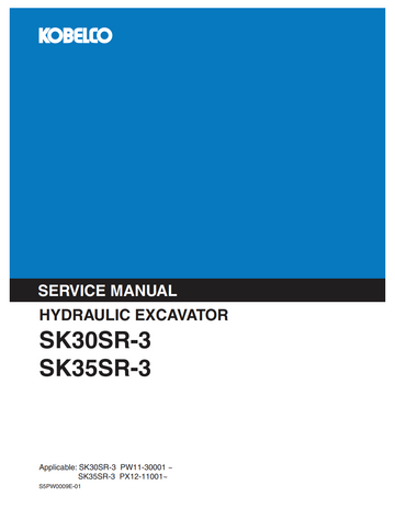 KOBELCO SK30SR-3 SK35SR-3 CRAWLER EXCAVATOR