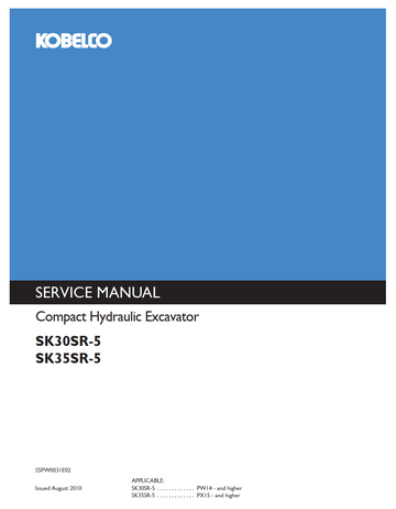 KOBELCO SK30SR-5 SK35SR-5 COMPACT CRAWLER EXCAVATOR