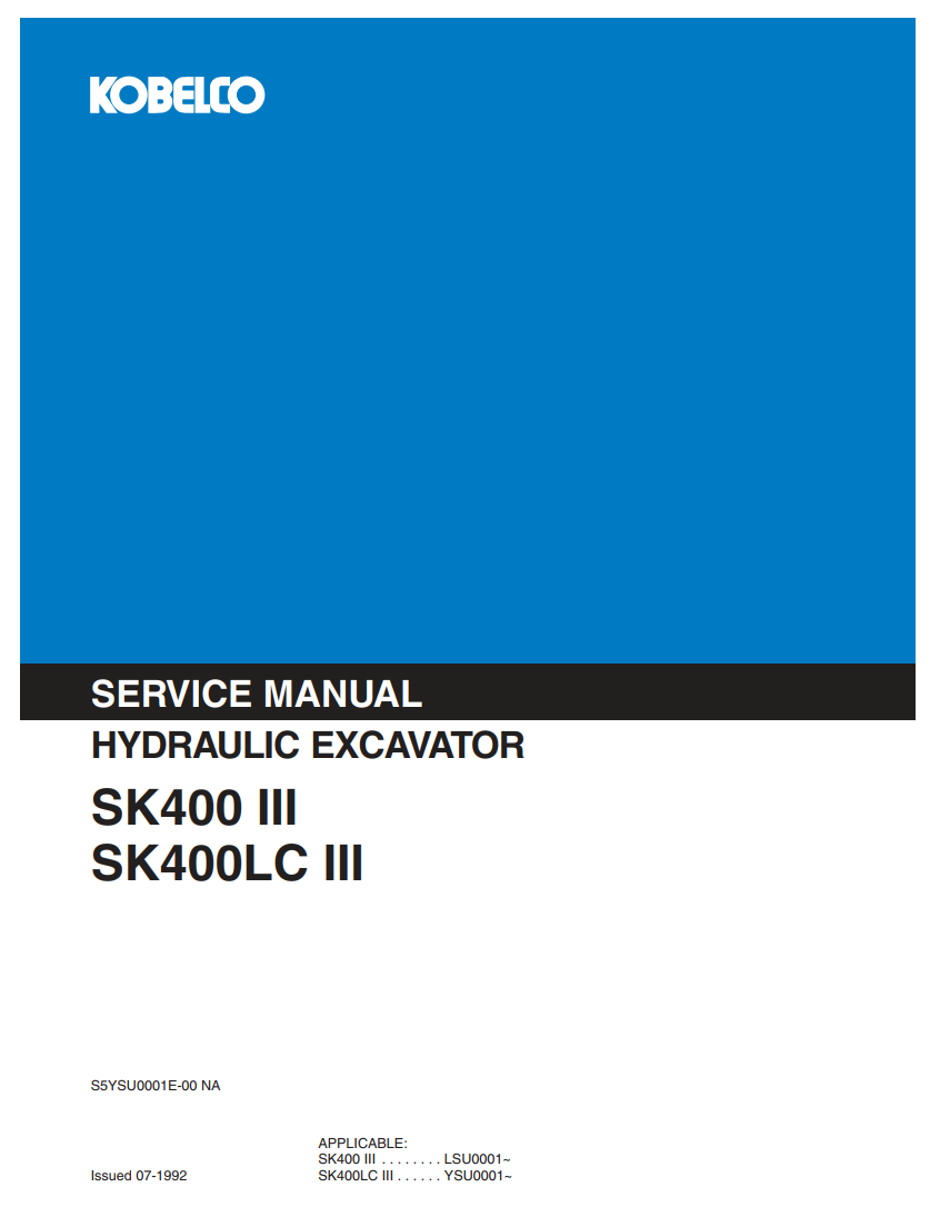 KOBELCO SK400 III, SK400LC III CRAWLER EXCAVATOR