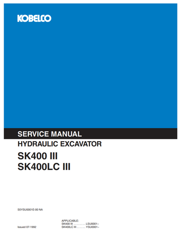 KOBELCO SK400 III, SK400LC III CRAWLER EXCAVATOR