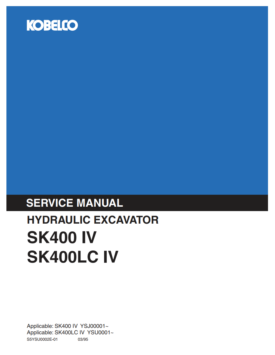 KOBELCO SK400 IV, SK400LC IV TRACKED EXCAVATOR
