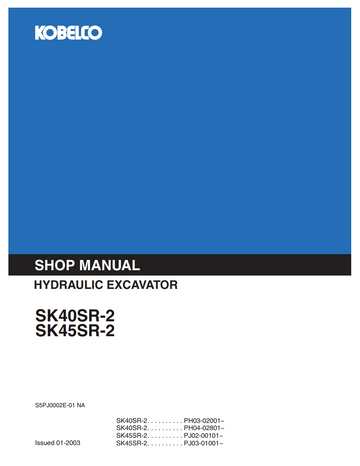 KOBELCO SK40SR-2 SK45SR-2 CRAWLER MINI EXCAVATOR
