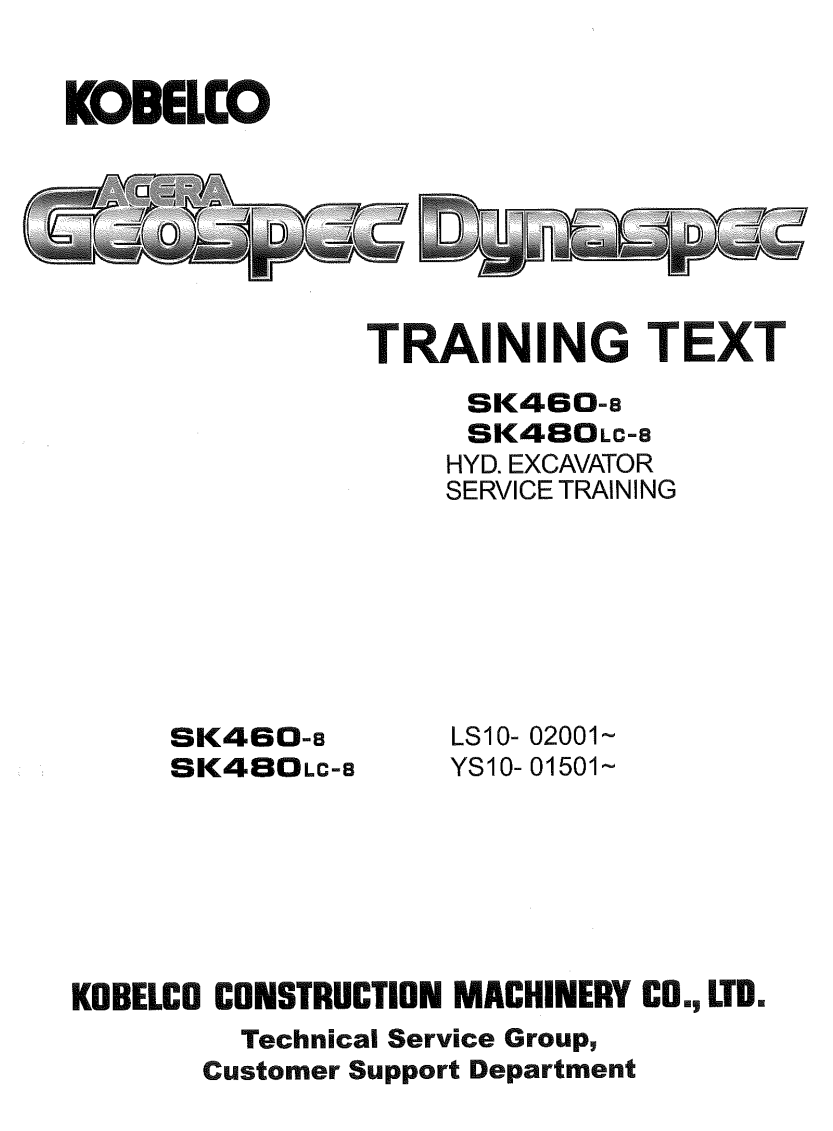 KOBELCO SK460-8, SK480LC-8 TRAINING MANUAL