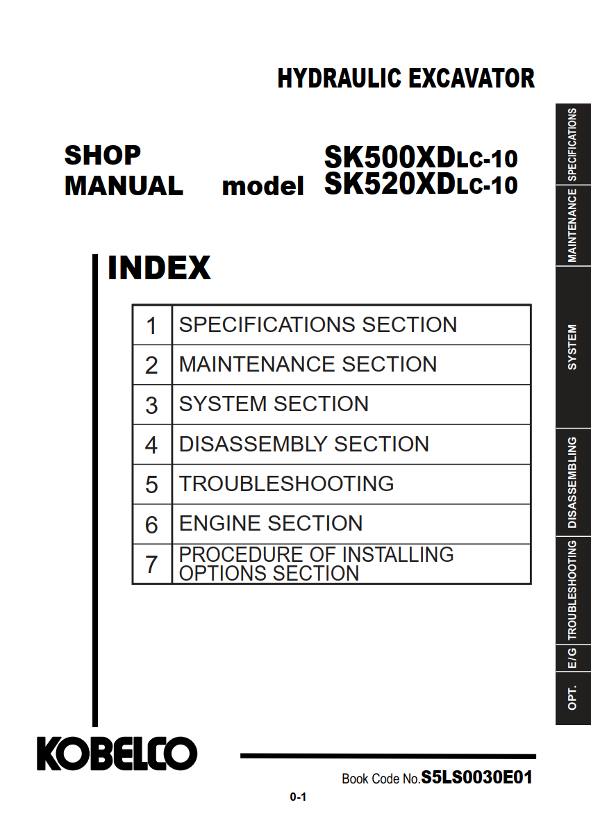 KOBELCO SK500XDLC-10, SK520XDLC-10 HYDRAULIC EXCAVATOR
