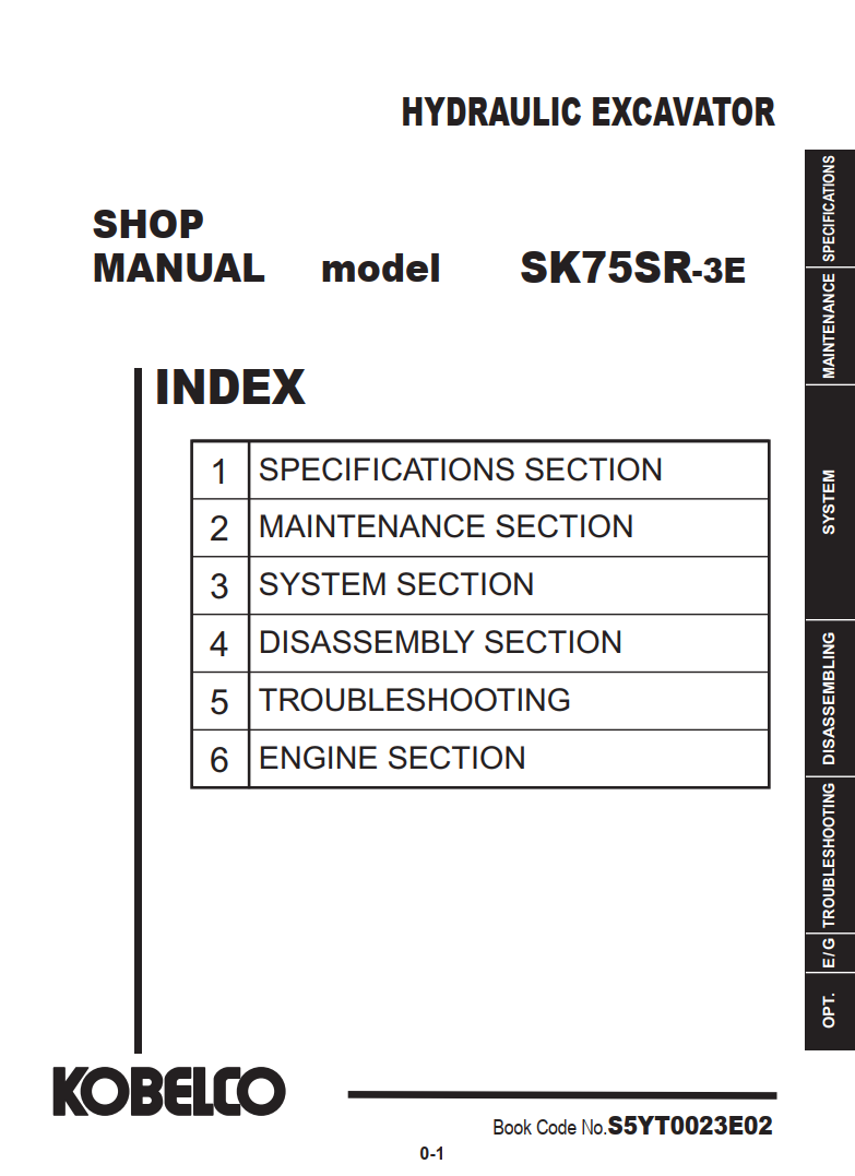 KOBELCO SK75SR-3E CRAWLER EXCAVATOR