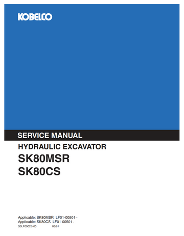 KOBELCO SK80MSR, SK80CS CRAWLER EXCAVATOR