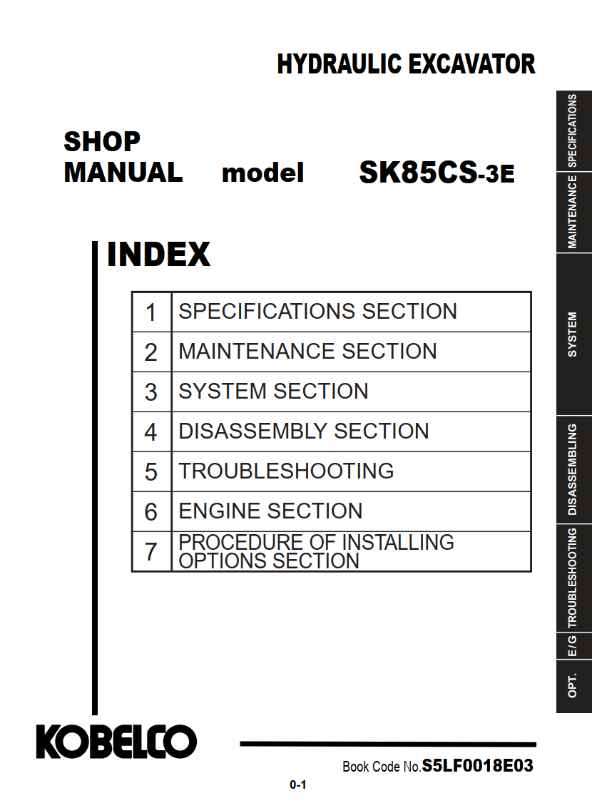 KOBELCO SK85CS-3E CRAWLER EXCAVATOR