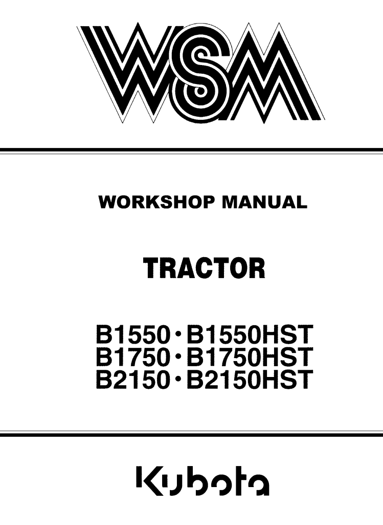 KUBOTA B1550 B1550HST B1750 B1750HST B2150 B2150HST TRACTOR
