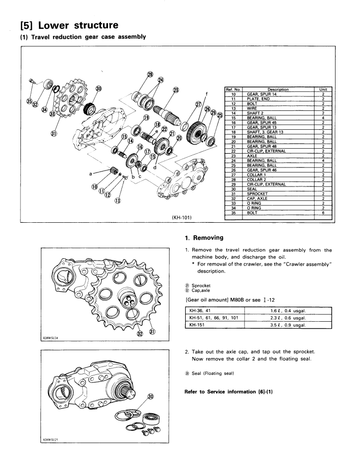 KUBOTA KH 36 41 51 61 66 91 101 151 EXCAVATOR