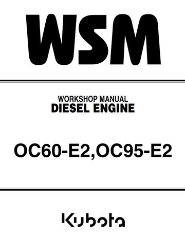 KUBOTA OC60-E2 AND OC95-E2 DIESEL ENGINE