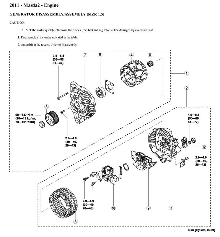 MAZDA 2 MAZDA2 DE SERIES 1 AND 2 1.5L 2008-2014