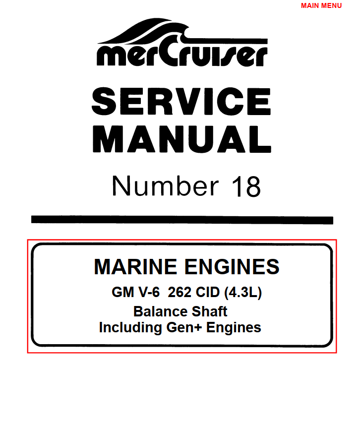 MERCURY MERCRUISER GM V6 4.3L #18 MARINE ENGINE
