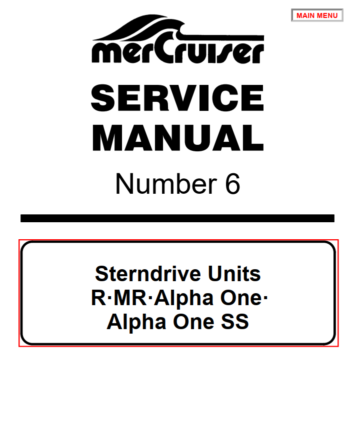 MERCURY MERCRUISER STERNDRIVE R MR ALPHA 1 ALPHA 1 SS # 6