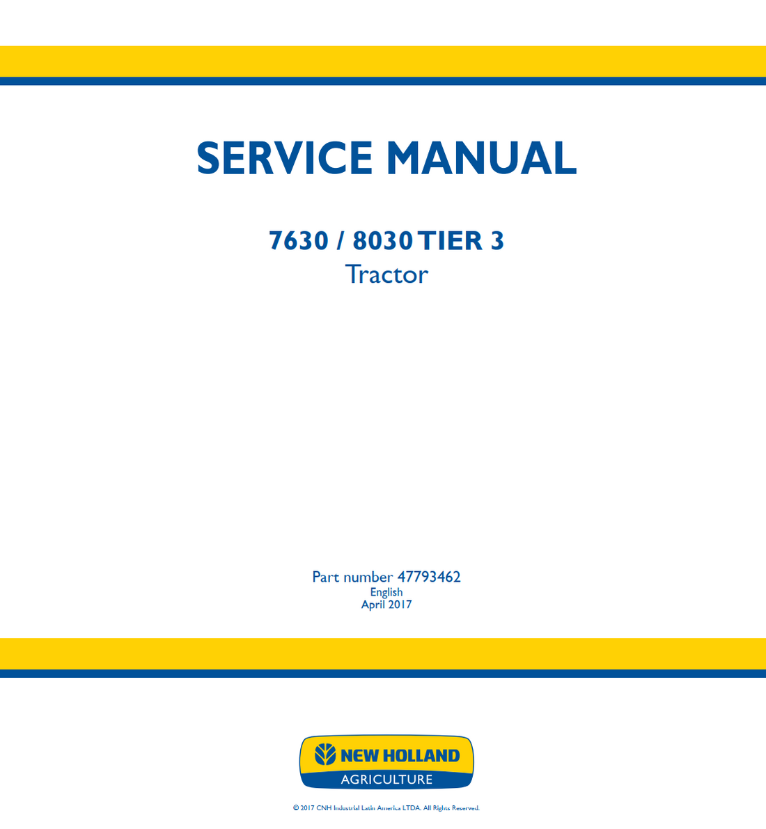 NEW HOLLAND 7630 8030 TIER 3 4WD TRACTOR