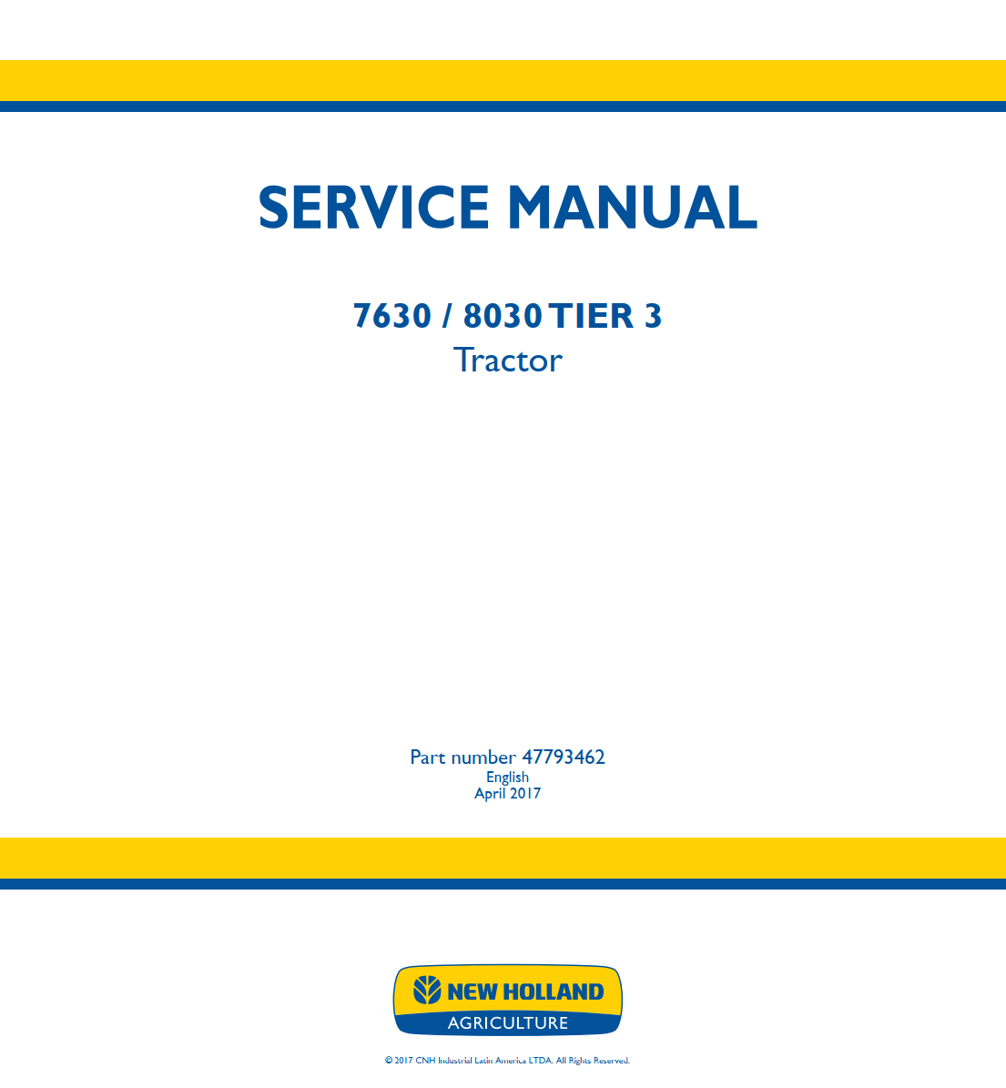 NEW HOLLAND 7630 8030 TIER 3 4WD TRACTOR