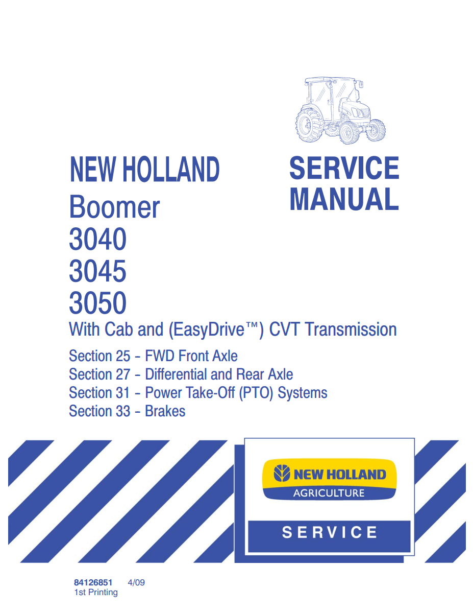 NEW HOLLAND BOOMER 3040 3045 3050 CAB & EASYDRIVE CVT TRACTOR