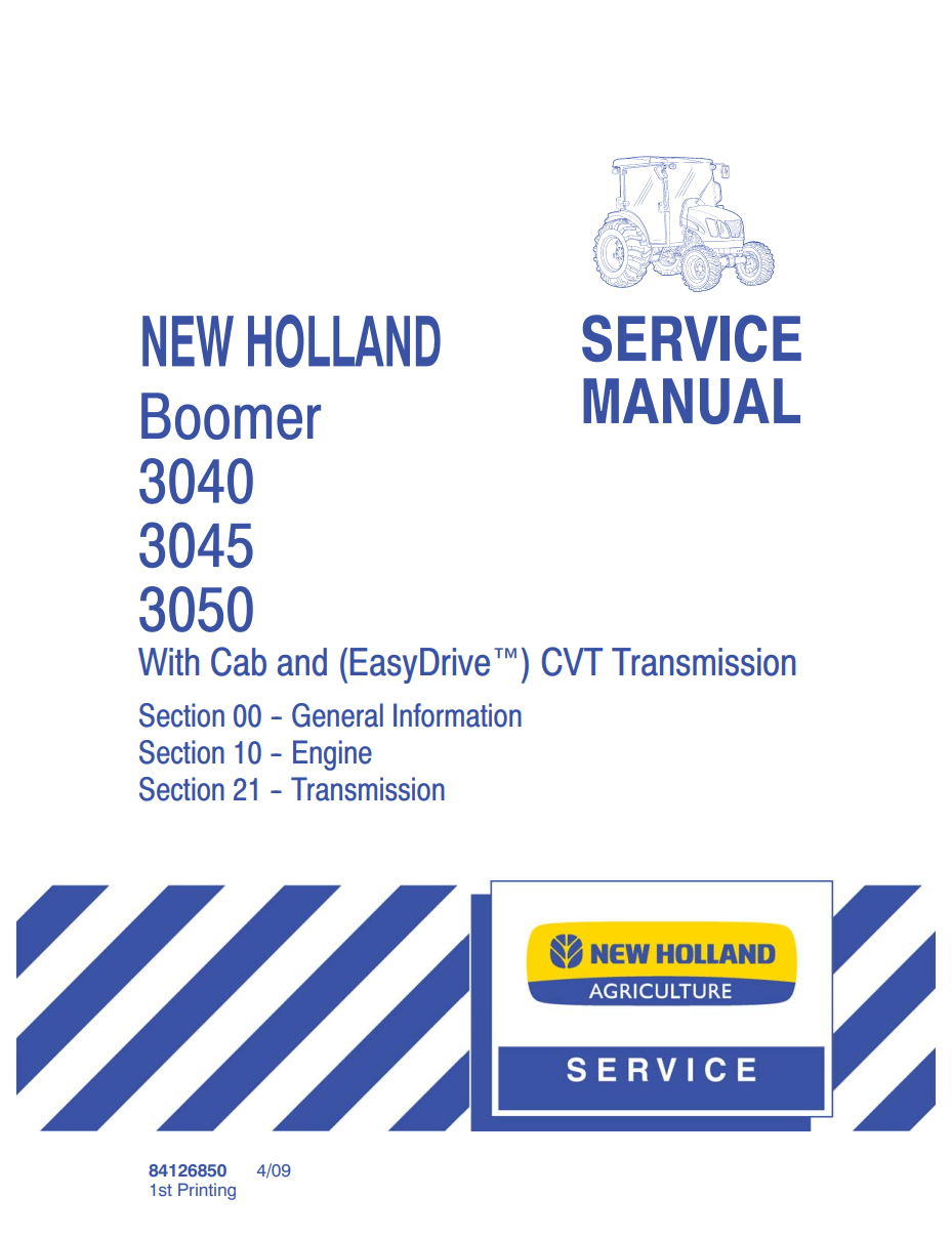 NEW HOLLAND BOOMER 3040 3045 3050 CAB & EASYDRIVE CVT TRACTOR