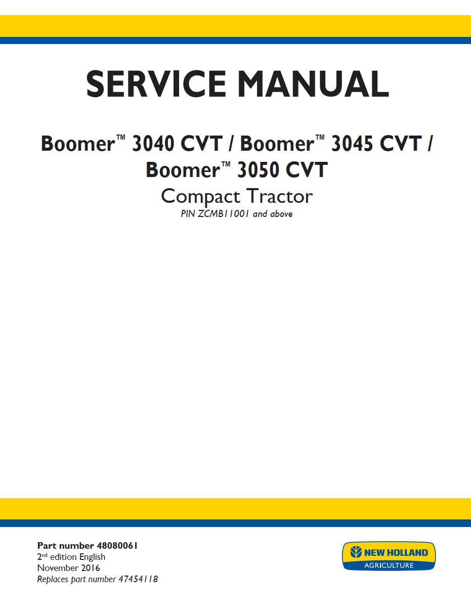 NEW HOLLAND BOOMER 3040 CVT/BOOMER, 3045 CVT/BOOMER, 3050 CVT
