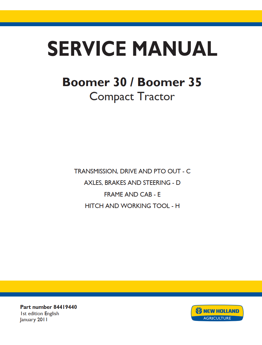 NEW HOLLAND BOOMER 30 BOOMER 35 COMPACT TRACTOR TRANSMISSION