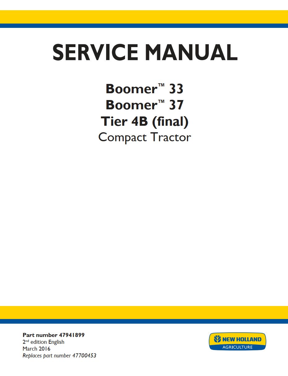 NEW HOLLAND BOOMER 33 BOOMER 37 TIER 4B COMPACT TRACTOR