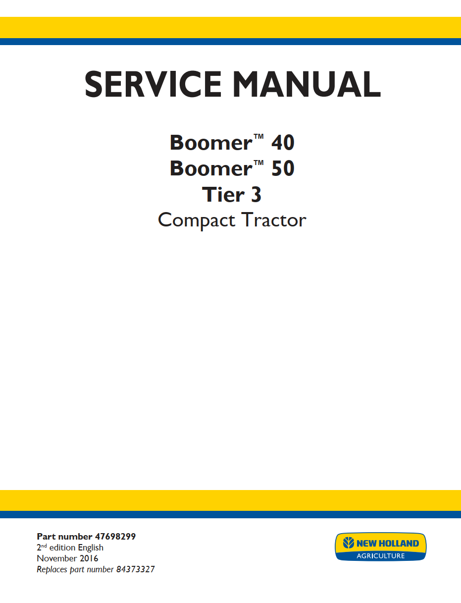 NEW HOLLAND BOOMER 40 BOOMER 50 TIER 3 COMPACT TRACTOR